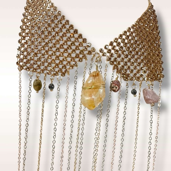 Free People Ariana Ost No Halo Body Chain NWT Necklace Fringe Bohemian Crystal - Picture 7 of 17